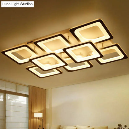 DecorBites™ DecorBites™ Nordic Rectangular Semi Flush Light in White - Acrylic LED Flush Mount Fixture for Living Room