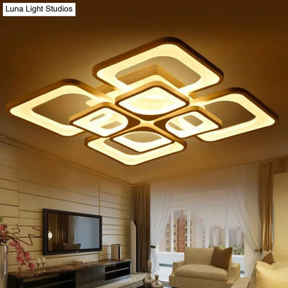 DecorBites™ DecorBites™ Nordic Rectangular Semi Flush Light in White - Acrylic LED Flush Mount Fixture for Living Room