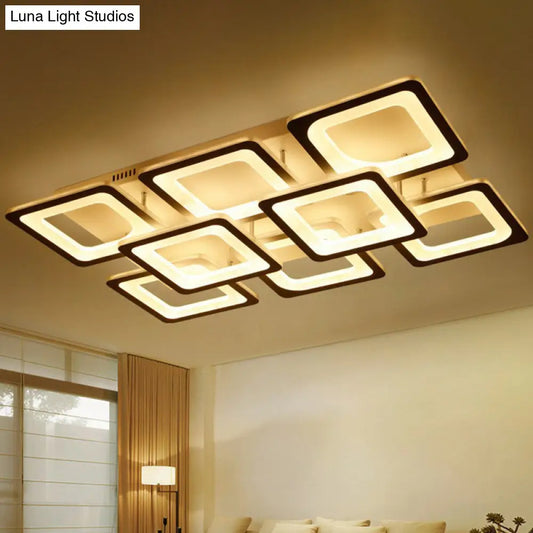 DecorBites™ DecorBites™ Nordic Rectangular Semi Flush Light in White - Acrylic LED Flush Mount Fixture for Living Room