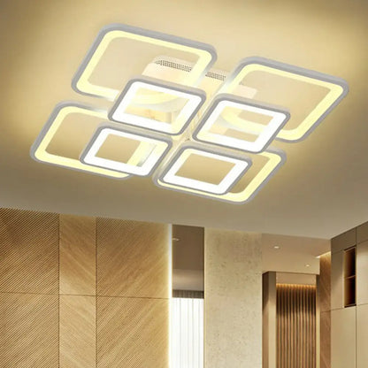 DecorBites™ DecorBites™ Nordic Rectangular Semi Flush Light in White - Acrylic LED Flush Mount Fixture for Living Room