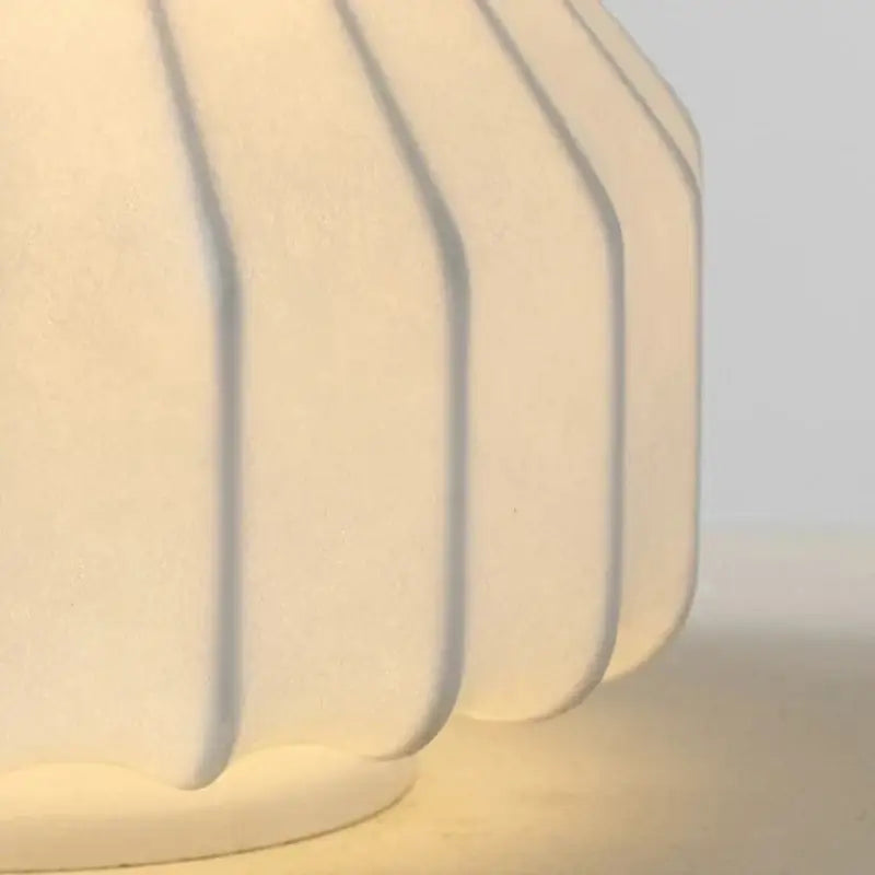 Cream-colored ribbed ceramic table lamp base with matte finish for nordic silk table lamp bedroom decor