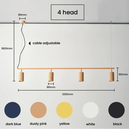 Nordic Rotatable Chandelier for Dining & Kitchen - 4 head / black color / Cold White - Chandelier