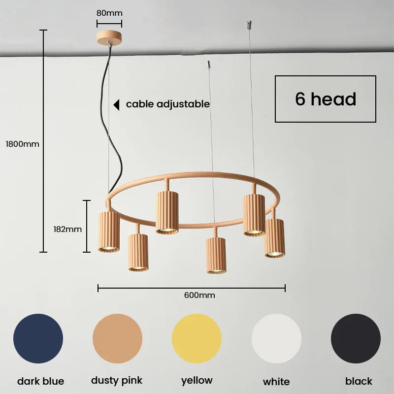 Nordic Rotatable Chandelier for Dining & Kitchen - 6 head / black color / Cold White - Chandelier