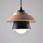 Nordic Saucer Cup Hanging Lamp - Metal & Wood Pendant Light Fixture