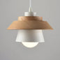 Nordic Saucer Cup Hanging Lamp - Metal & Wood Pendant Light Fixture