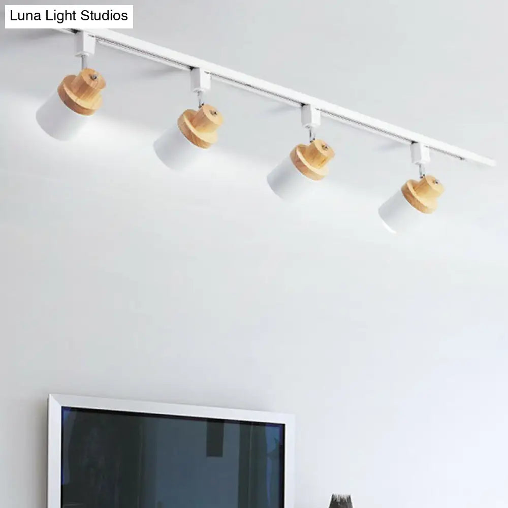 DecorBites™ DecorBites™ Nordic Semi Flush Mount Spotlight with Metal Accent and Wood Deco - Perfect for Bedroom Track Lighting