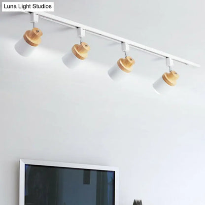 DecorBites™ DecorBites™ Nordic Semi Flush Mount Spotlight with Metal Accent and Wood Deco - Perfect for Bedroom Track Lighting