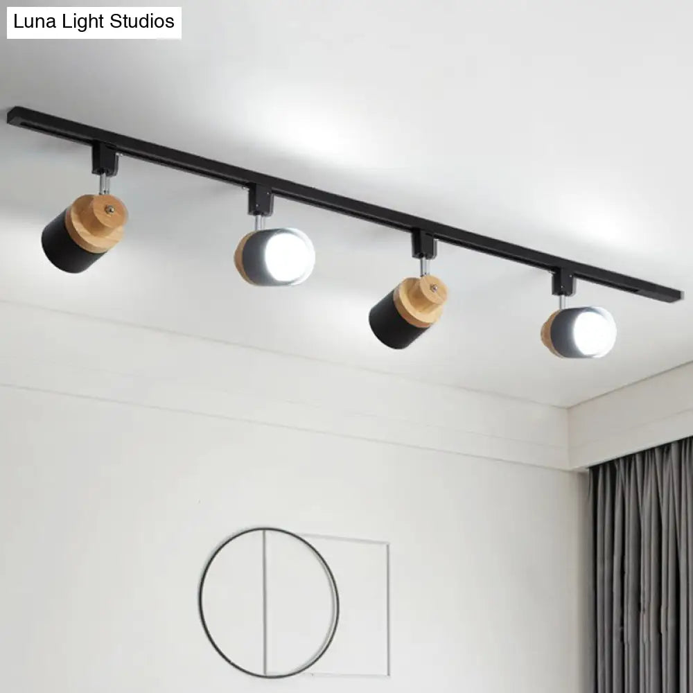 DecorBites™ DecorBites™ Nordic Semi Flush Mount Spotlight with Metal Accent and Wood Deco - Perfect for Bedroom Track Lighting