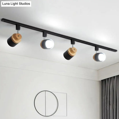 DecorBites™ DecorBites™ Nordic Semi Flush Mount Spotlight with Metal Accent and Wood Deco - Perfect for Bedroom Track Lighting