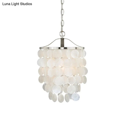 Nordic Shell Wind Chime Pendant Light - Elegant White Ceiling Light for Living Room