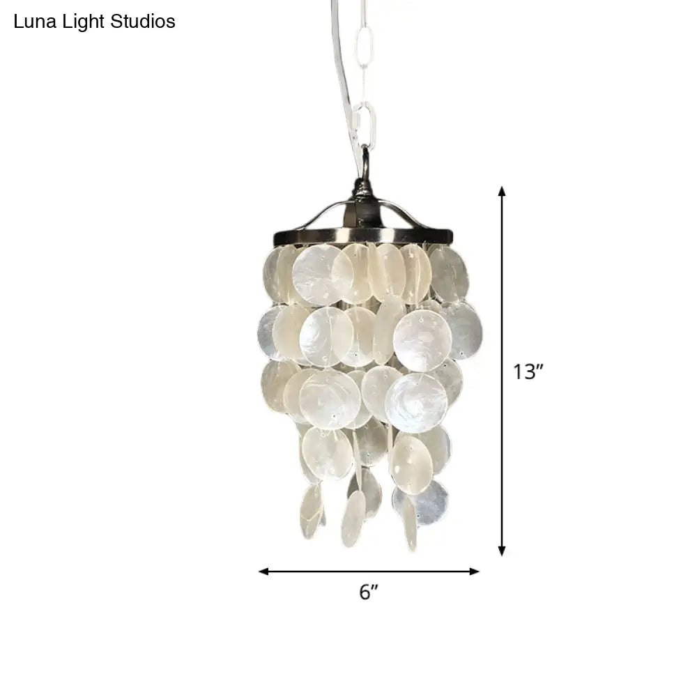 Nordic Shell Wind Chime Pendant Light - Elegant White Ceiling Light for Living Room