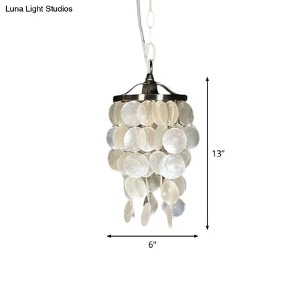 Nordic Shell Wind Chime Pendant Light - Elegant White Ceiling Light for Living Room