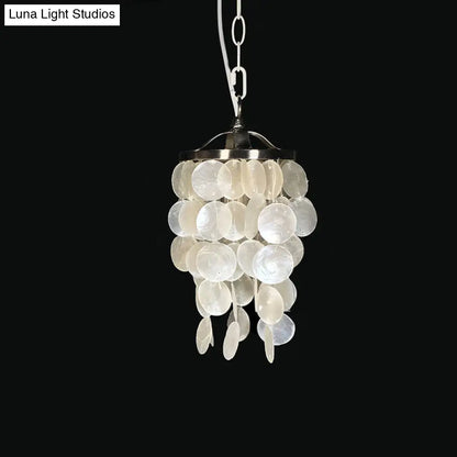 Nordic Shell Wind Chime Pendant Light - Elegant White Ceiling Light for Living Room