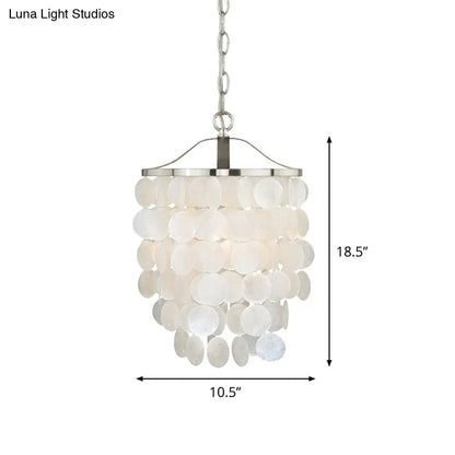 Nordic Shell Wind Chime Pendant Light - Elegant White Ceiling Light for Living Room