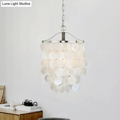 Nordic Shell Wind Chime Pendant Light - Elegant White Ceiling Light for Living Room