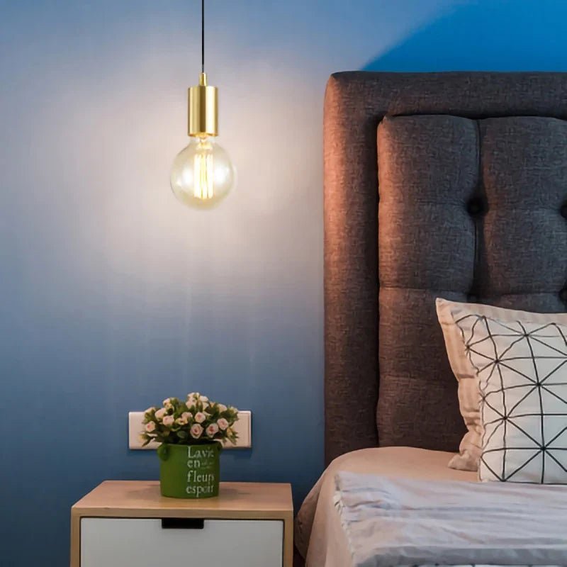 Nordic Simplicity E27 LED chandelier lamp golden small Pendant Lights for study room bedroom bedside loft illumination fixture - Decorbites