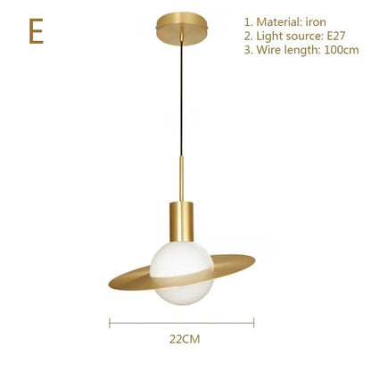 Nordic Simplicity E27 LED chandelier lamp golden small Pendant Lights for study room bedroom bedside loft illumination fixture - Decorbites