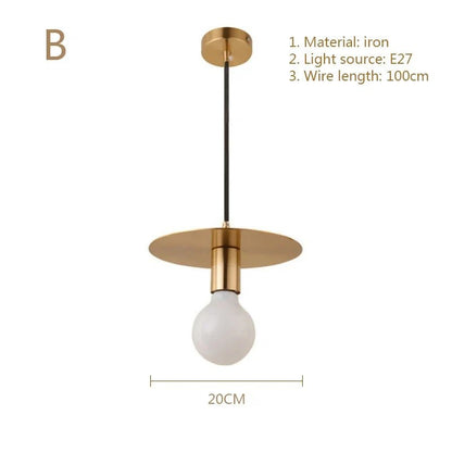 Nordic Simplicity E27 LED chandelier lamp golden small Pendant Lights for study room bedroom bedside loft illumination fixture - Decorbites