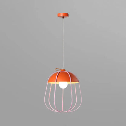 Nordic Single Pendant Light with Wire Guard in Black, Blue, or Orange