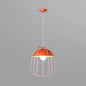 Nordic Single Pendant Light with Wire Guard in Black, Blue, or Orange