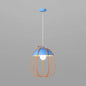 Nordic Single Pendant Light with Wire Guard in Black, Blue, or Orange