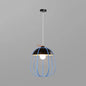 Nordic Single Pendant Light with Wire Guard in Black, Blue, or Orange