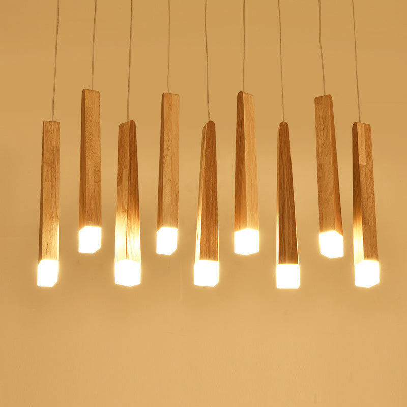 Lámpara Colgante de Tiras de Madera de Cerillas en Madera Maciza Nórdica Simplicidad Postmoderna