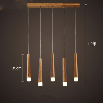Nordic Solid Wood Matchstick Wooden Strip Pendant Light Post Modern Simplicity
