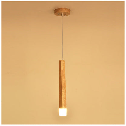 Nordic Solid Wood Matchstick Wooden Strip Pendant Light Post Modern Simplicity