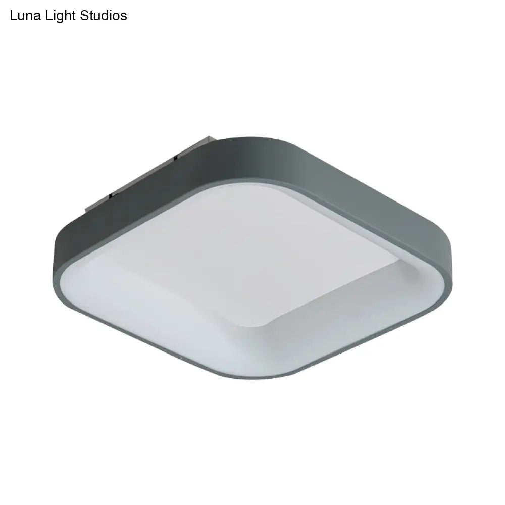 DecorBites™ DecorBites™ Nordic Square Shell Flush Mount LED Ceiling Light in Grey/White - 18"/23.5" Wide for Bedroom, with Warm/White Light