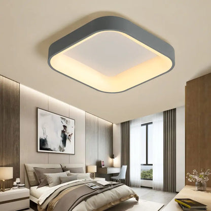 DecorBites™ DecorBites™ Nordic Square Shell Flush Mount LED Ceiling Light in Grey/White - 18"/23.5" Wide for Bedroom, with Warm/White Light