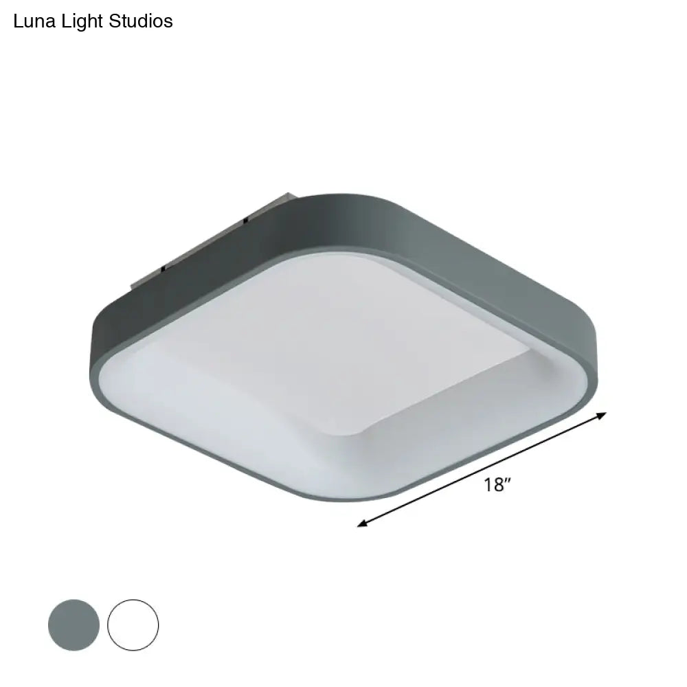 DecorBites™ DecorBites™ Nordic Square Shell Flush Mount LED Ceiling Light in Grey/White - 18"/23.5" Wide for Bedroom, with Warm/White Light