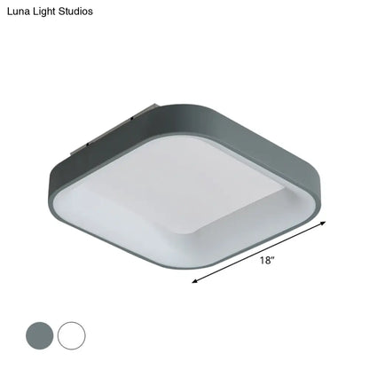 DecorBites™ DecorBites™ Nordic Square Shell Flush Mount LED Ceiling Light in Grey/White - 18"/23.5" Wide for Bedroom, with Warm/White Light