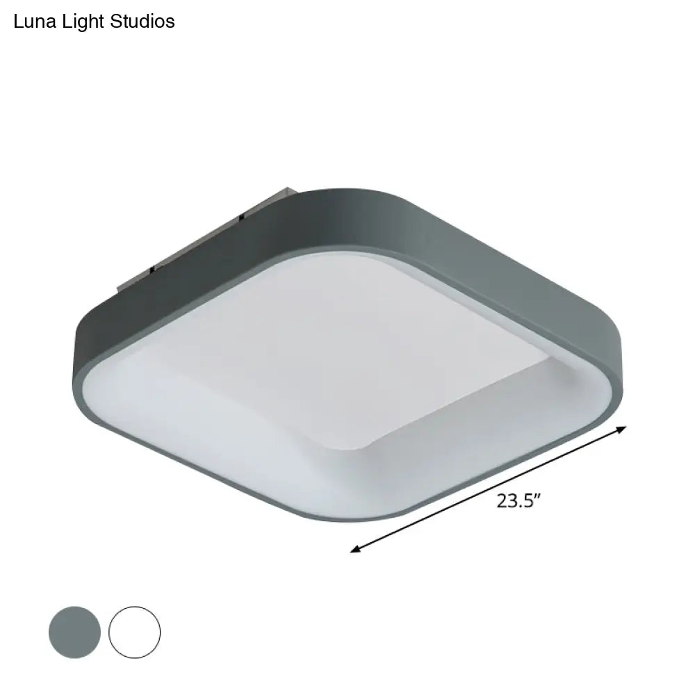 DecorBites™ DecorBites™ Nordic Square Shell Flush Mount LED Ceiling Light in Grey/White - 18"/23.5" Wide for Bedroom, with Warm/White Light