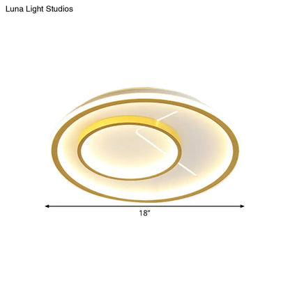 DecorBites™ DecorBites™ Nordic Style 2-Ring LED Flush Mount Fixture in Gold for Bedroom - Available in Warm/White Light