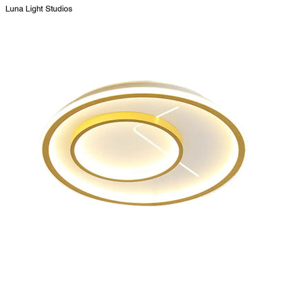 DecorBites™ DecorBites™ Nordic Style 2-Ring LED Flush Mount Fixture in Gold for Bedroom - Available in Warm/White Light