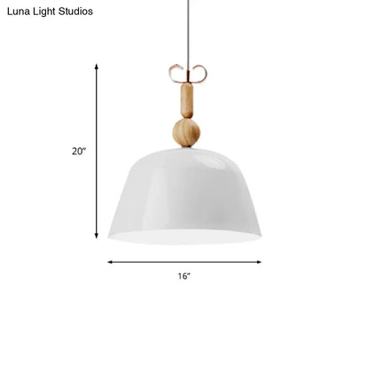 Nordic Style Bell Pendant Lighting - 12"/16" Wide | Metal Single Light Monochrome Hanging Lamp for Kitchen Island