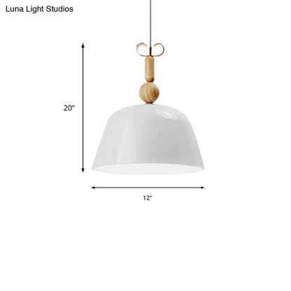 Nordic Style Bell Pendant Lighting - 12"/16" Wide | Metal Single Light Monochrome Hanging Lamp for Kitchen Island