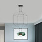 Nordic Style Black Pendant Light with 3D Square Design, 4/6 Lights, Glass Shade, and Metal Frame