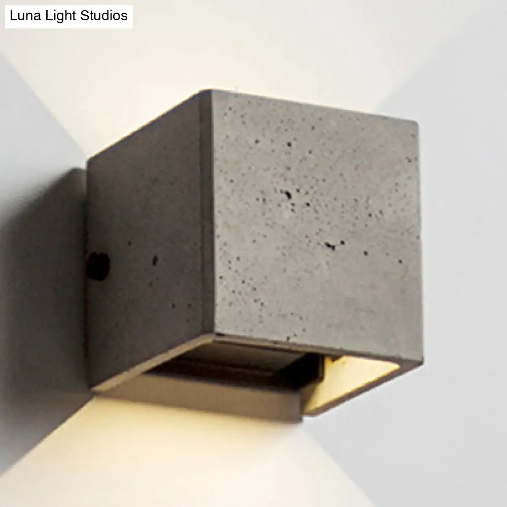 DecorBites™ DecorBites™ Nordic Style Cement Wall Sconce - 4"/8" Wide Cube Light in 1 Light Grey