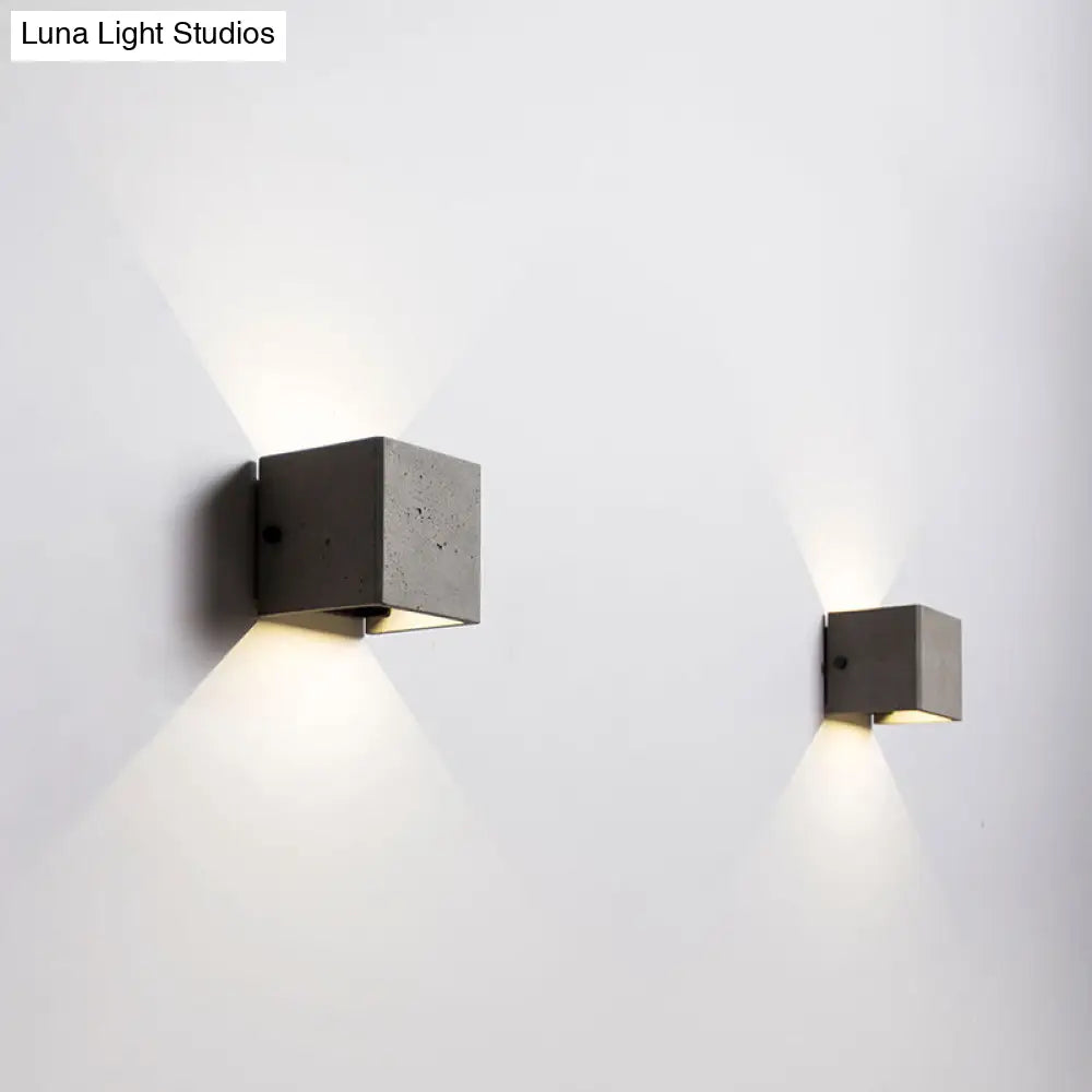 DecorBites™ DecorBites™ Nordic Style Cement Wall Sconce - 4"/8" Wide Cube Light in 1 Light Grey