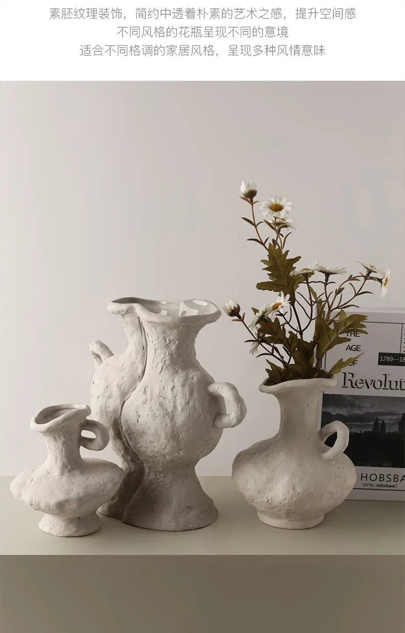 Nordic Style Ceramic Flower Pot - White - Vase