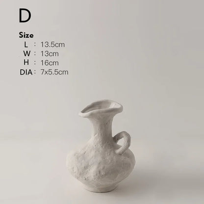 Nordic Style Ceramic Flower Pot - White - D / CHINA - Vase