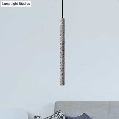 Nordic Style Concrete Pendant Light - 12"/21.5"H Tube, 1 Light, Black/White/Yellow