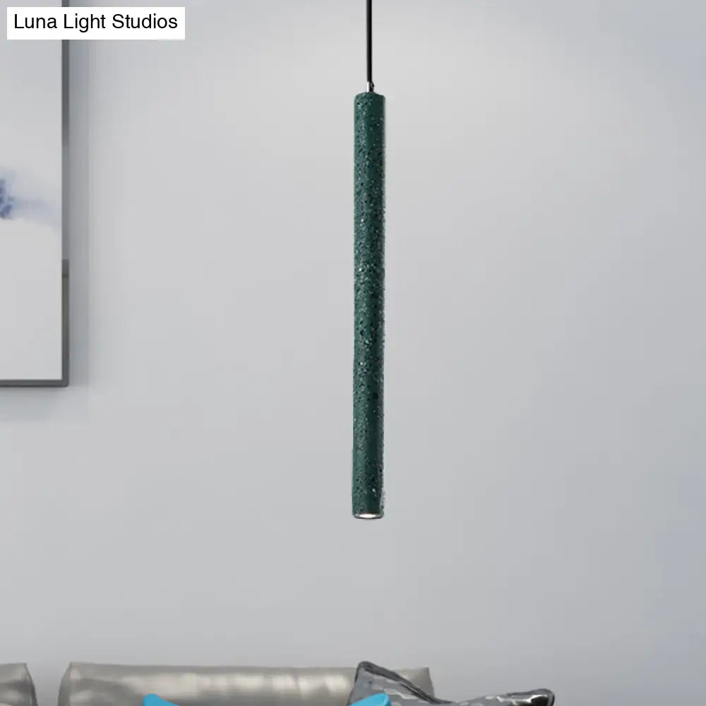 Nordic Style Concrete Pendant Light - 12"/21.5"H Tube, 1 Light, Black/White/Yellow