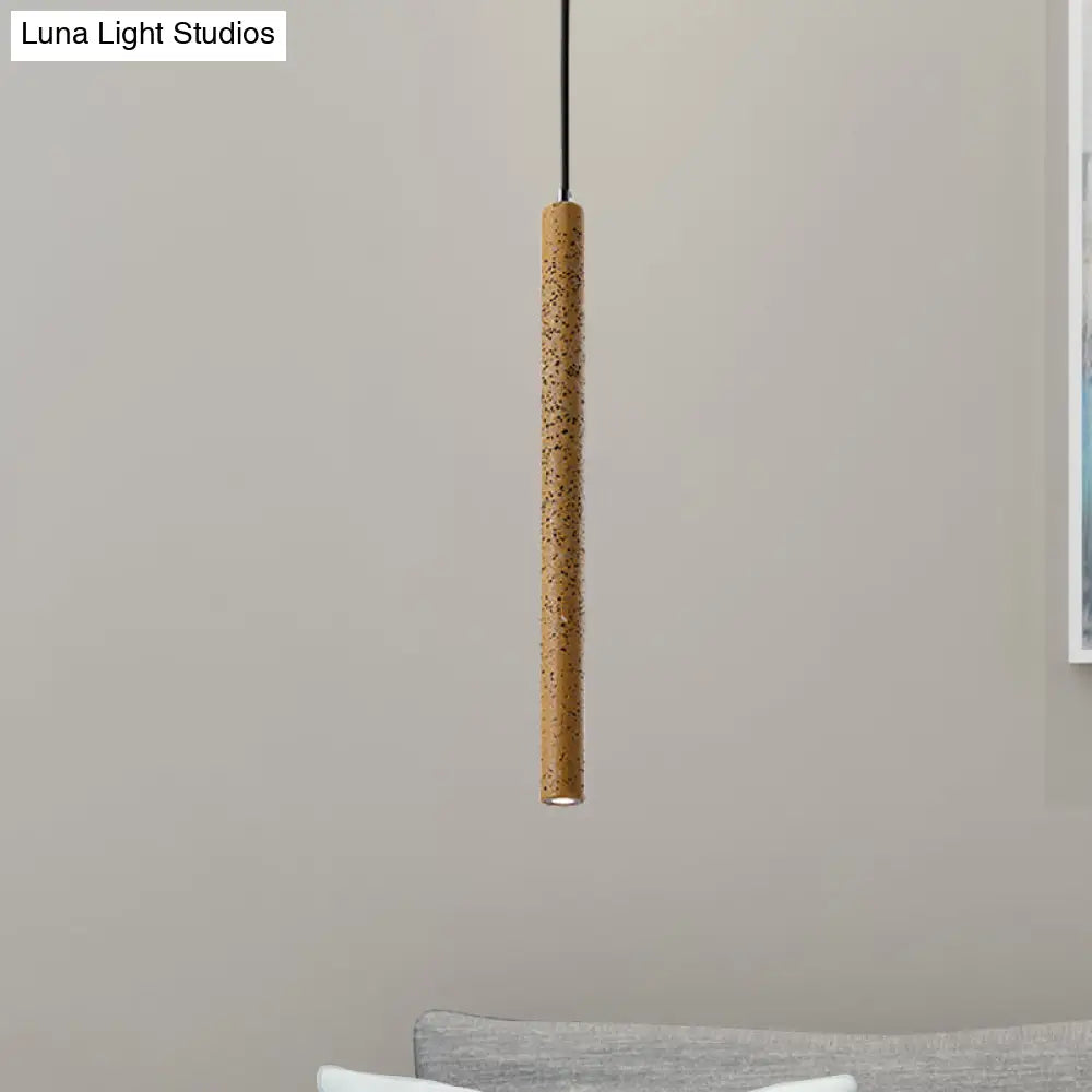 Nordic Style Concrete Pendant Light - 12"/21.5"H Tube, 1 Light, Black/White/Yellow