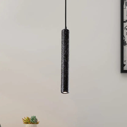 Nordic Style Concrete Pendant Light - 12"/21.5"H Tube, 1 Light, Black/White/Yellow