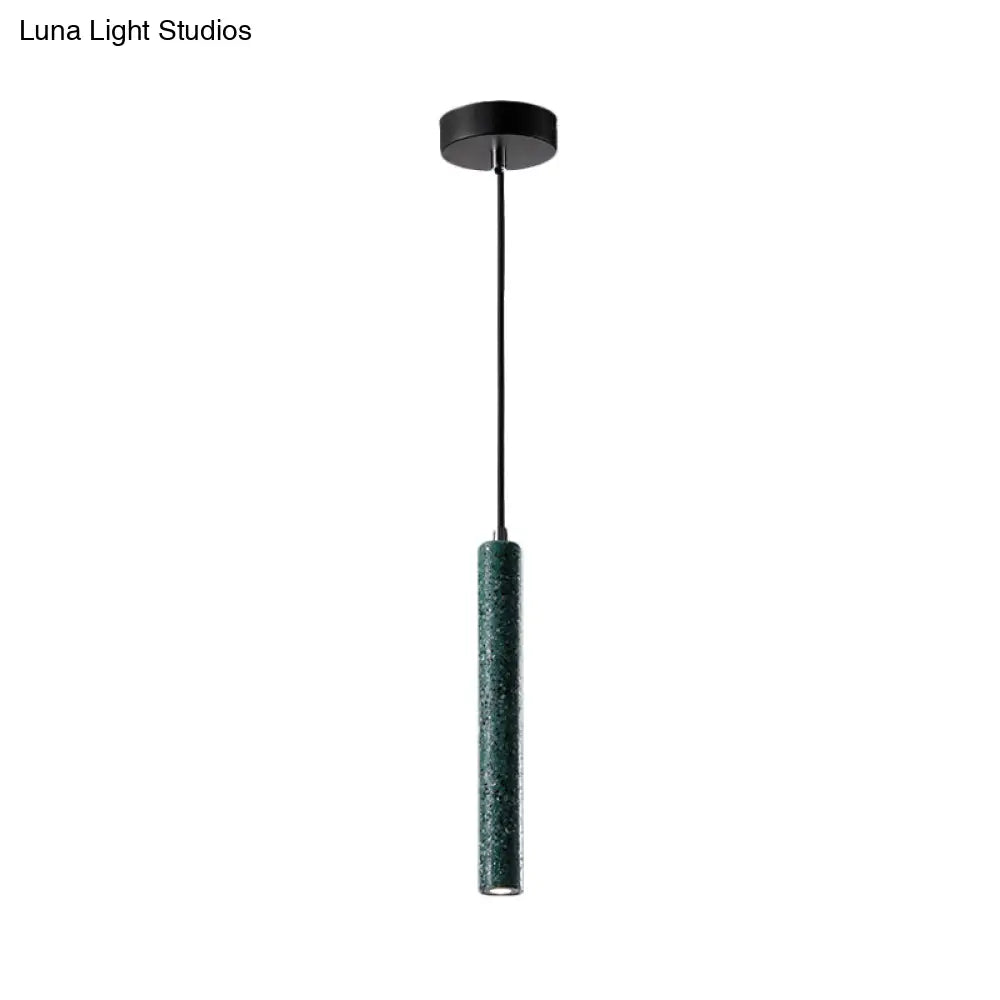 Nordic Style Concrete Pendant Light - 12"/21.5"H Tube, 1 Light, Black/White/Yellow