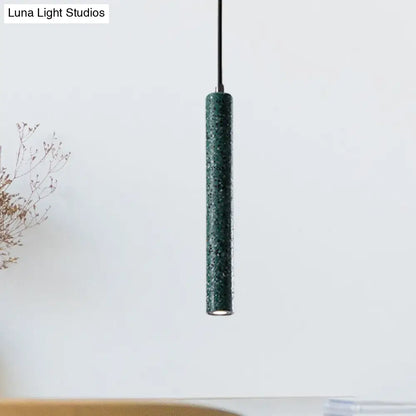 Nordic Style Concrete Pendant Light - 12"/21.5"H Tube, 1 Light, Black/White/Yellow