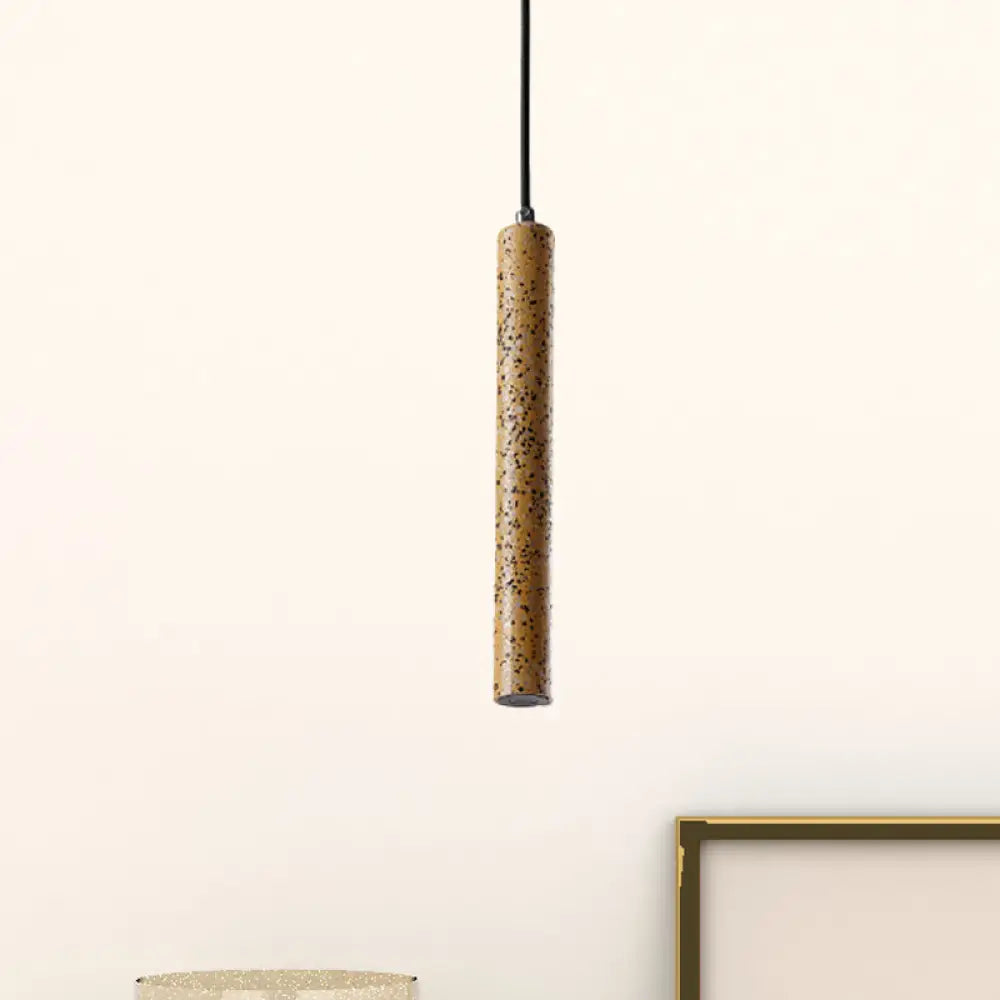 Nordic Style Concrete Pendant Light - 12"/21.5"H Tube, 1 Light, Black/White/Yellow